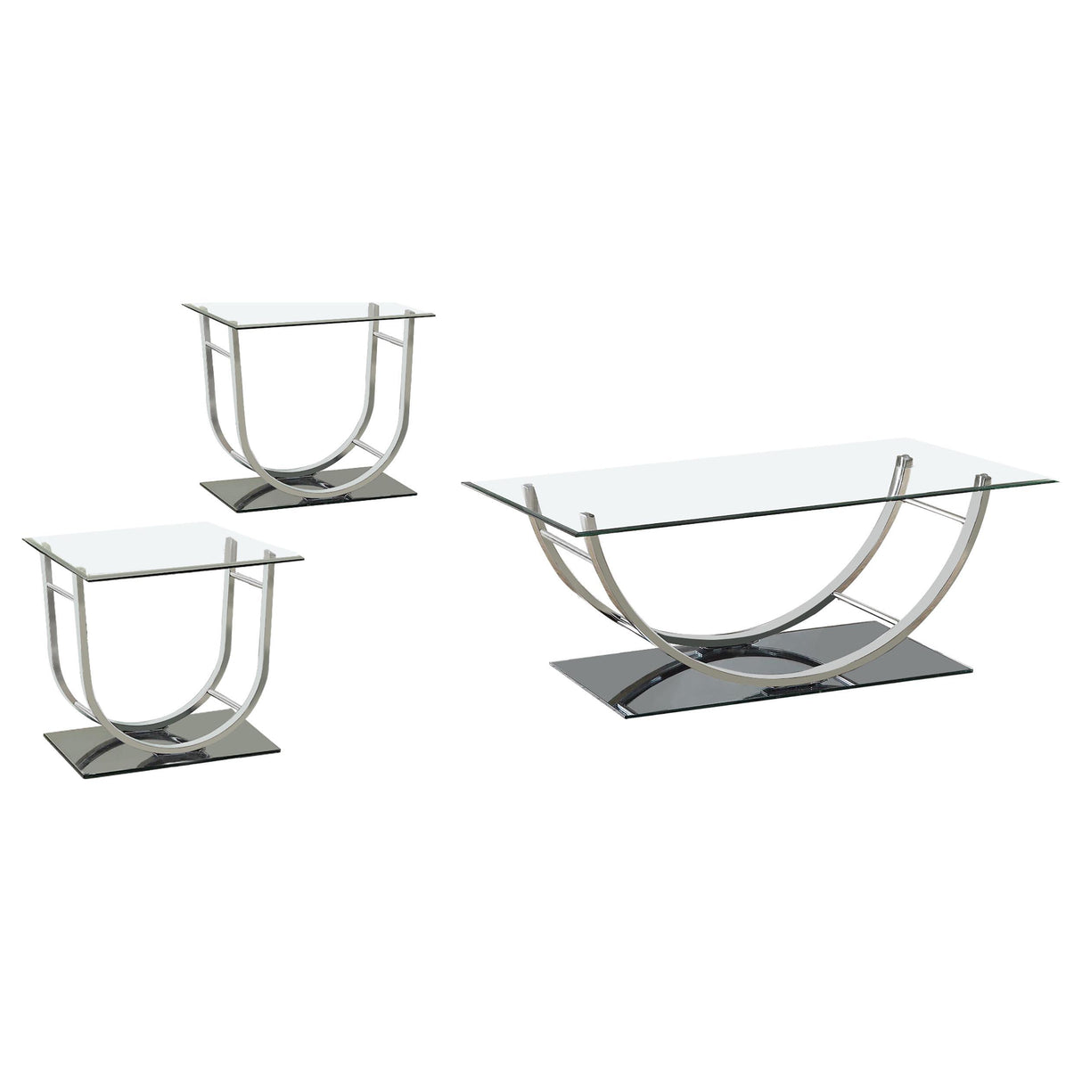 Danville Chrome 3-Piece Glass Top Coffee and End Table Set from Coaster - Luna Furniture