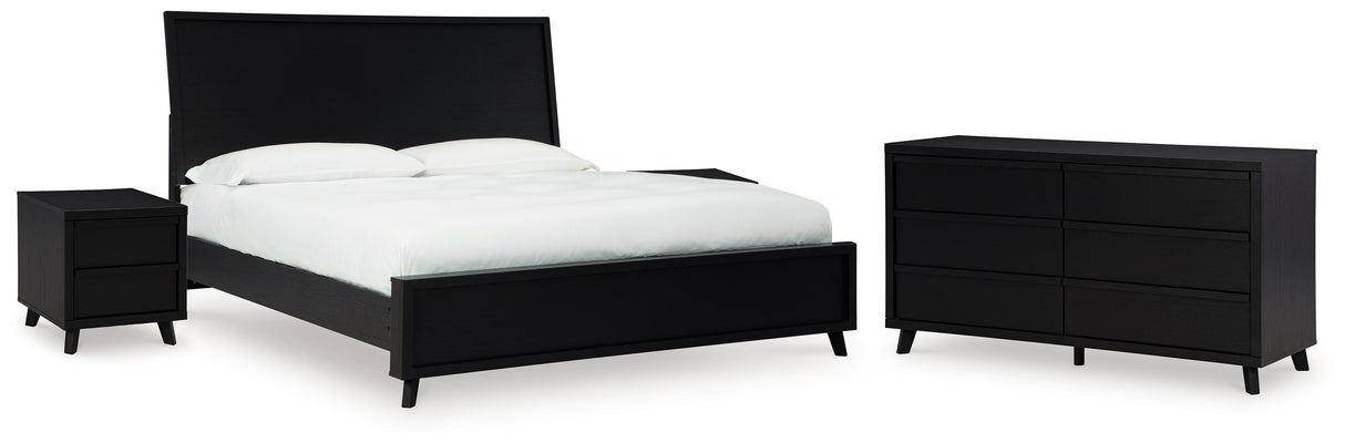 Danziar Black King Panel Bed, Dresser and 2 Nightstands from Ashley - Luna Furniture