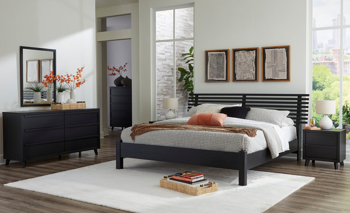 Danziar Black Slat Platform Bedroom Set from Ashley Furniture - Luna Furniture