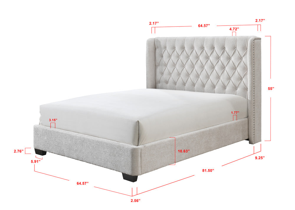 Daphne Ivory Boucle King Upholstered Panel Bed from Crown Mark - Luna Furniture