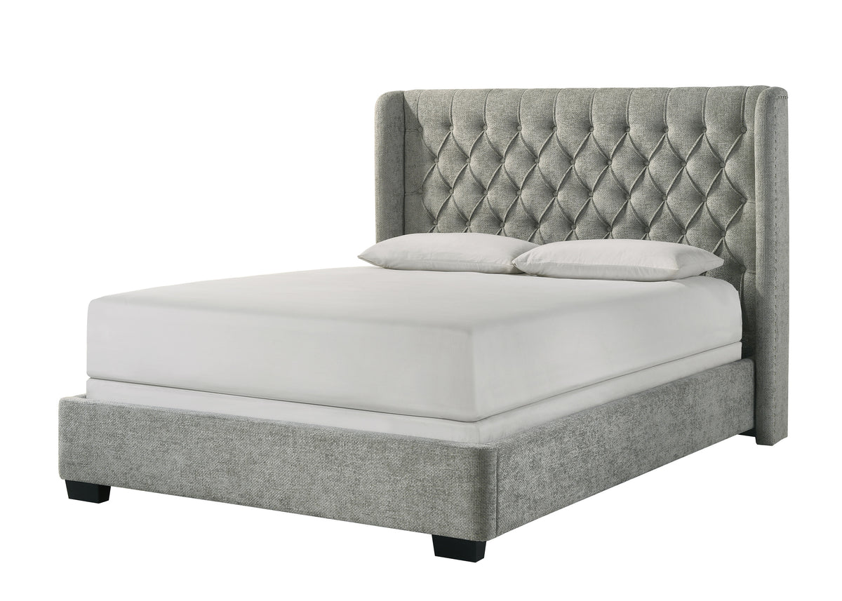 Daphne Light Gray Tweed Upholstered King Bed from Crown Mark - Luna Furniture
