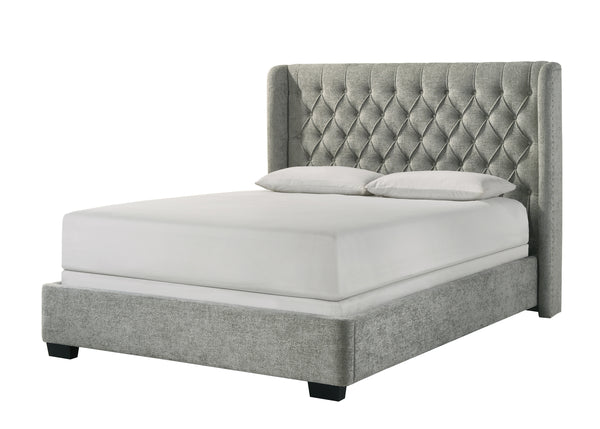 Daphne Light Gray Tweed Upholstered Queen Bed