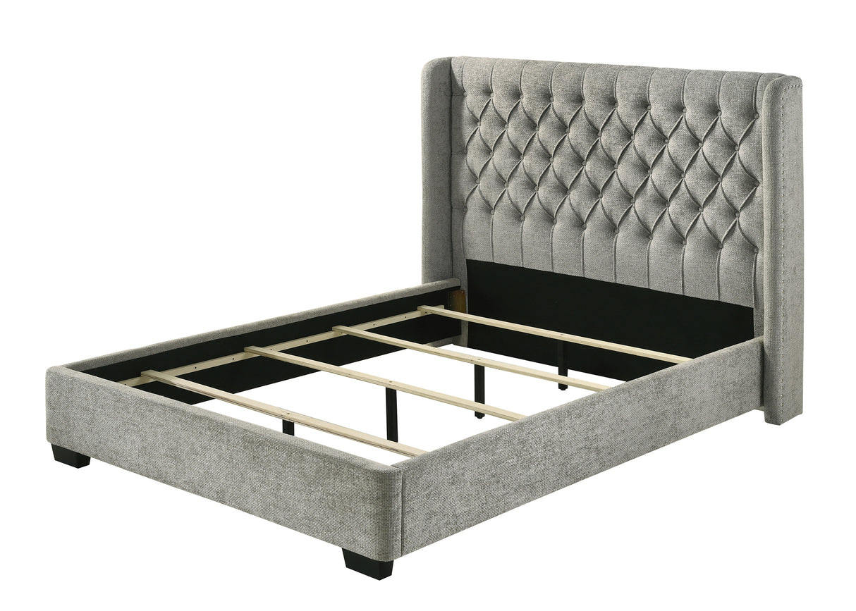Daphne Light Gray Tweed Upholstered King Bed from Crown Mark - Luna Furniture