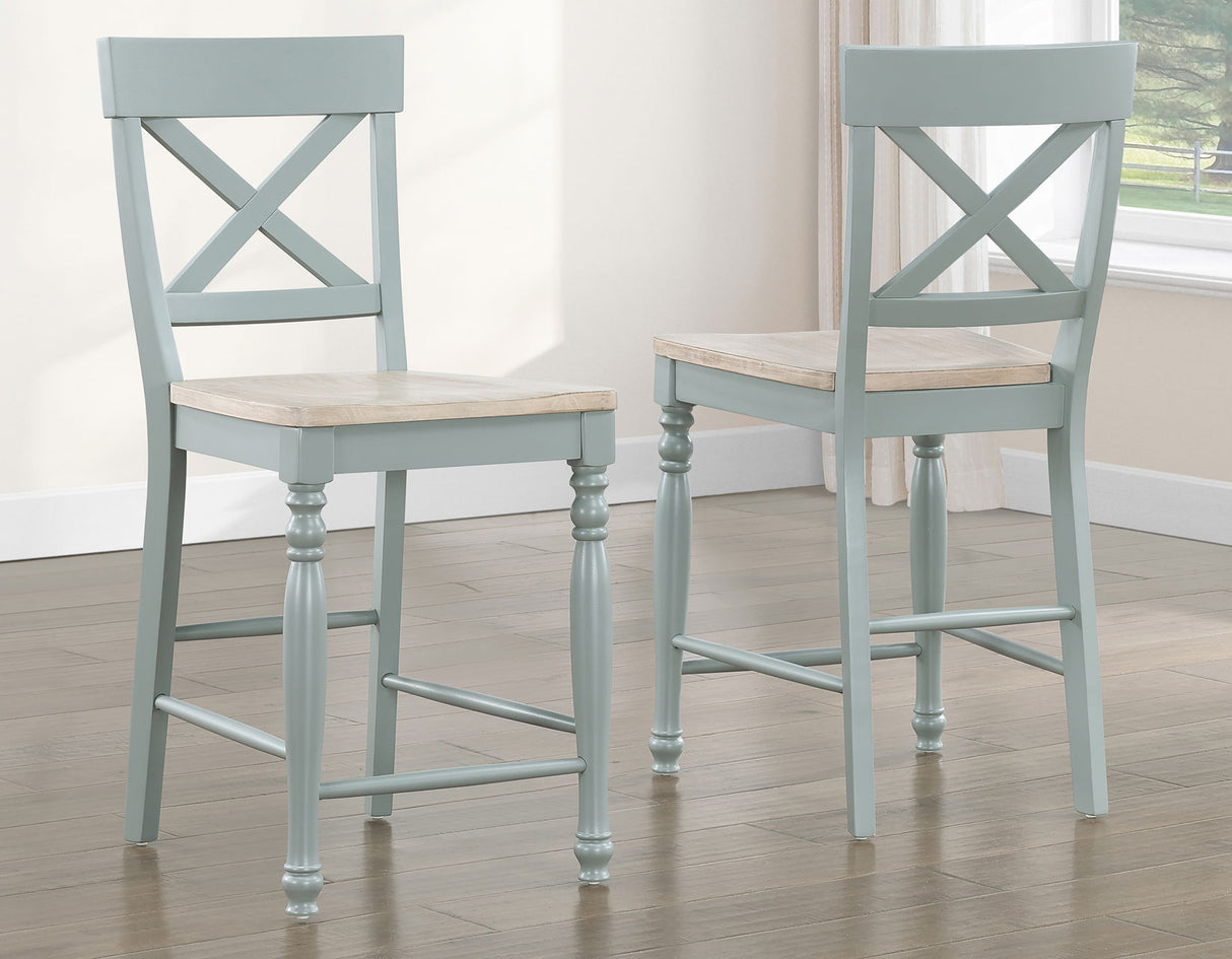 Darcy Mint Green/Natural Counter Height Dining Set with 18-inch Leaf from Steve Silver - Luna Furniture