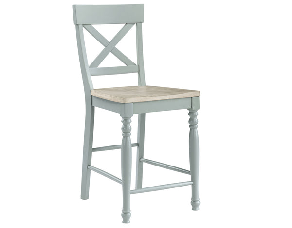Darcy Solid Wood 24″ Counter Stool, Mint Green and Natural Finish