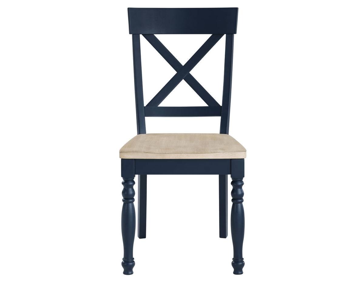 Darcy Solid Wood Side Chair, Midnight Blue and Natural Finish, Set of 2 from Steve Silver - Luna Furniture