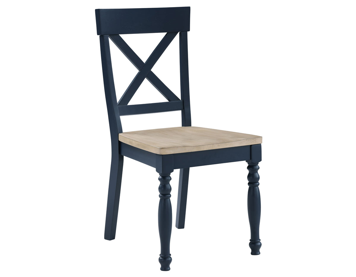 Darcy Solid Wood Side Chair, Midnight Blue and Natural Finish, Set of 2 from Steve Silver - Luna Furniture