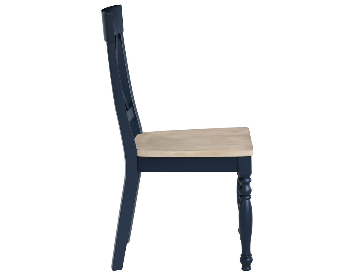 Darcy Solid Wood Side Chair, Midnight Blue and Natural Finish, Set of 2 from Steve Silver - Luna Furniture
