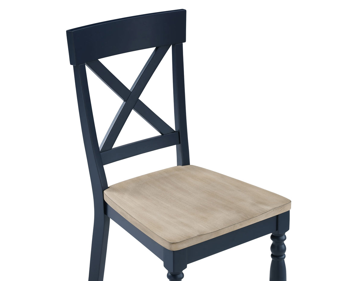 Darcy Solid Wood Side Chair, Midnight Blue and Natural Finish, Set of 2 from Steve Silver - Luna Furniture
