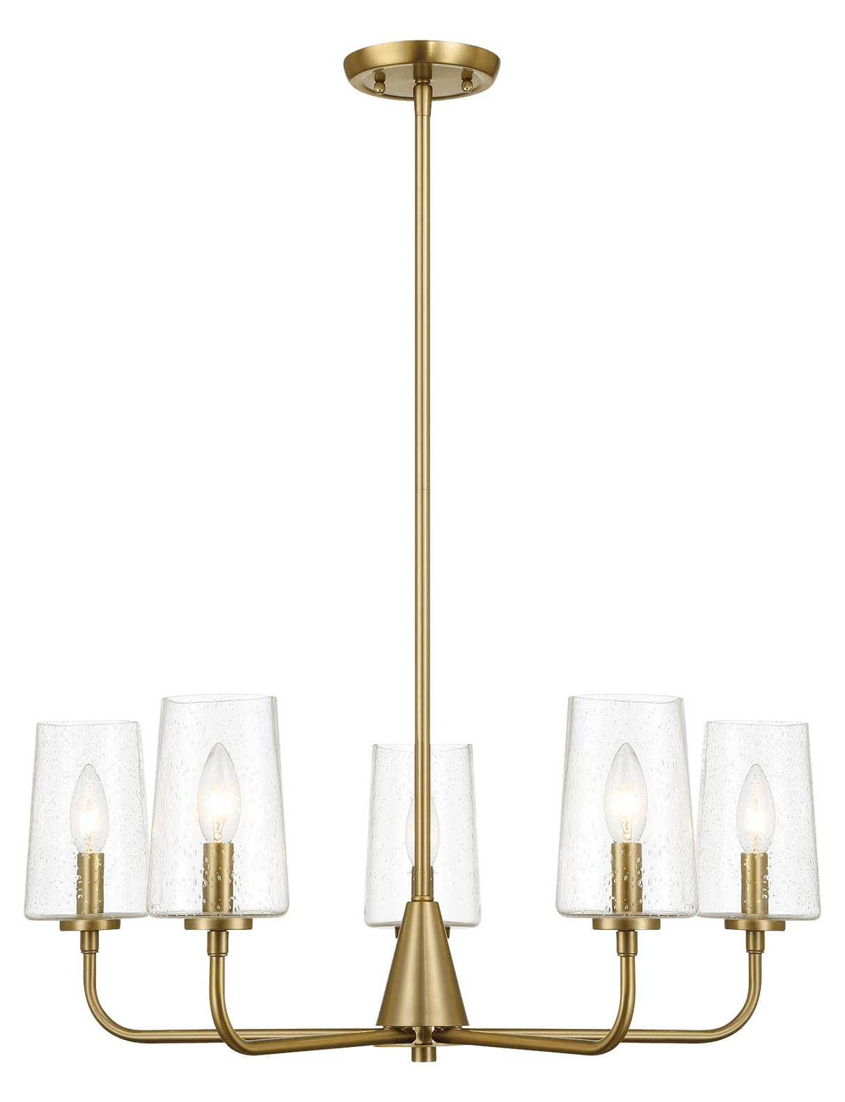 Dazzle Five Lights Chandelier With Clear Seeded Glass -Satin Brass from Midinmod - Luna Furniture