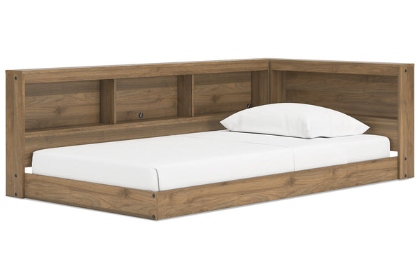 Deanlow Honey Twin Bookcase Corner Storage Bed