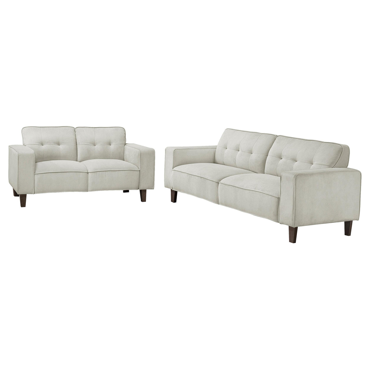 Deerhurst Beige 2-Piece Upholstered Tufted Track Arm Sofa Set from Coaster - Luna Furniture