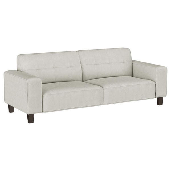 Deerhurst Beige Upholstered Tufted Track Arm Sofa