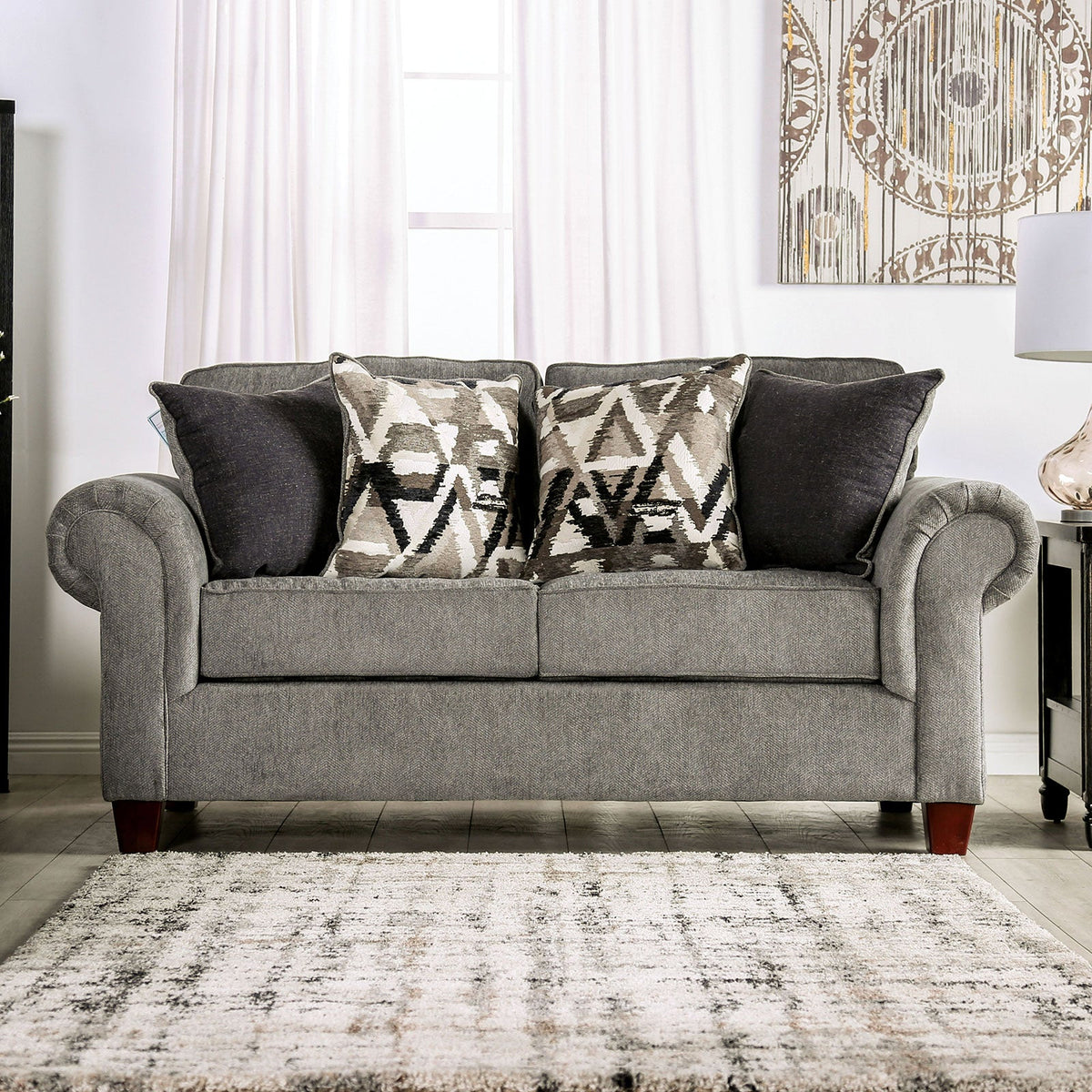 Delgada Graphite Transitional Living Room Set from Furniture of America - Luna Furniture