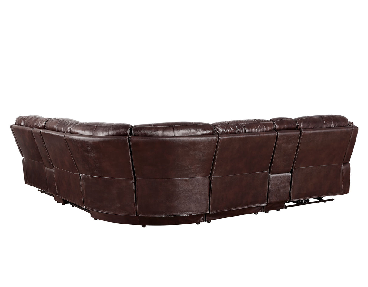 Denver Brown Dual-Power 6-Piece Leather Sectional from Steve Silver - Luna Furniture