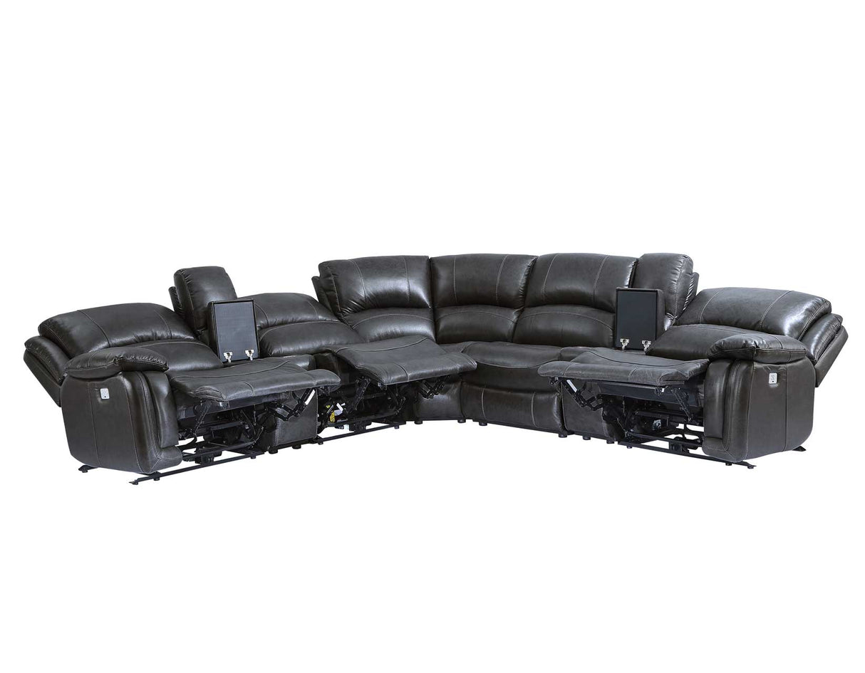 Denver Charcoal Dual-Power 6-Piece Sectional from Steve Silver - Luna Furniture