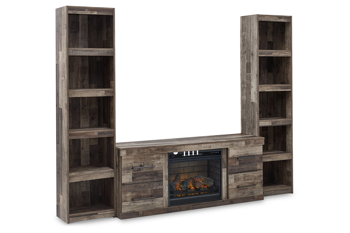 Derekson Multi Gray 3-Piece Entertainment Center with Electric Fireplace from Ashley - Luna Furniture