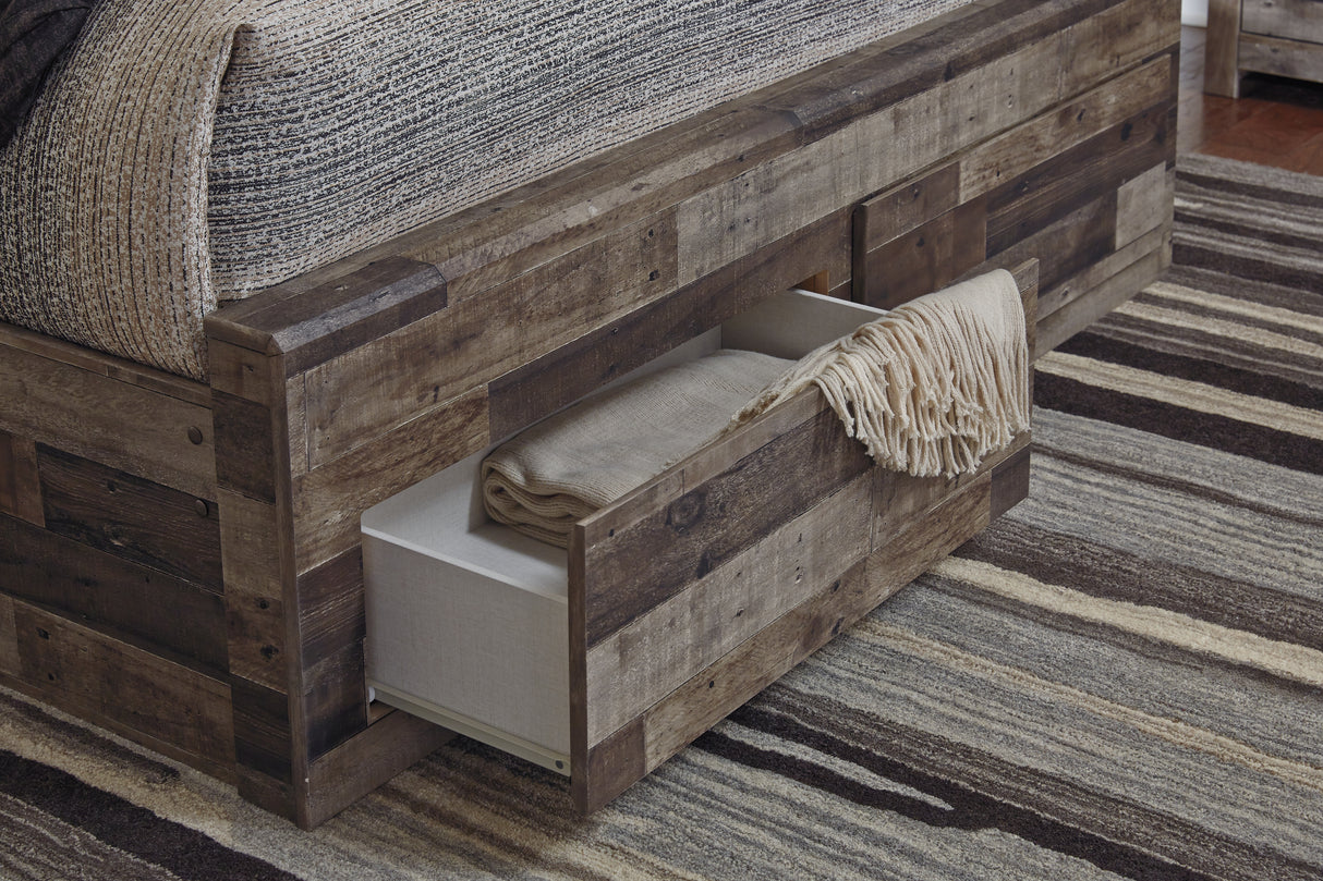 Derekson Multi Gray Queen Panel Storage Bed, Dresser and 2 Nightstand from Ashley - Luna Furniture