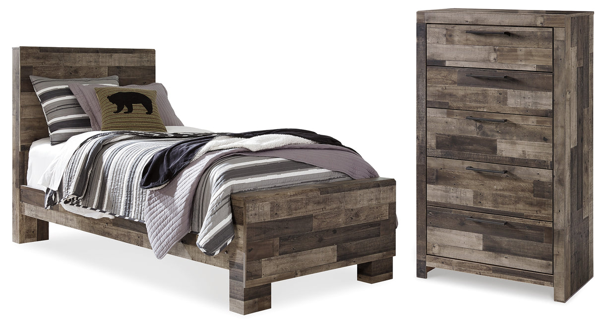 Derekson Multi Gray Twin Panel Bed and Chest from Ashley - Luna Furniture