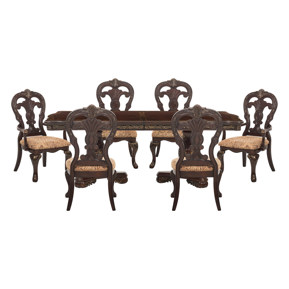 Deryn Park Cherry 7-Piece 114" Extendable Dining Room Set from Homelegance - Luna Furniture