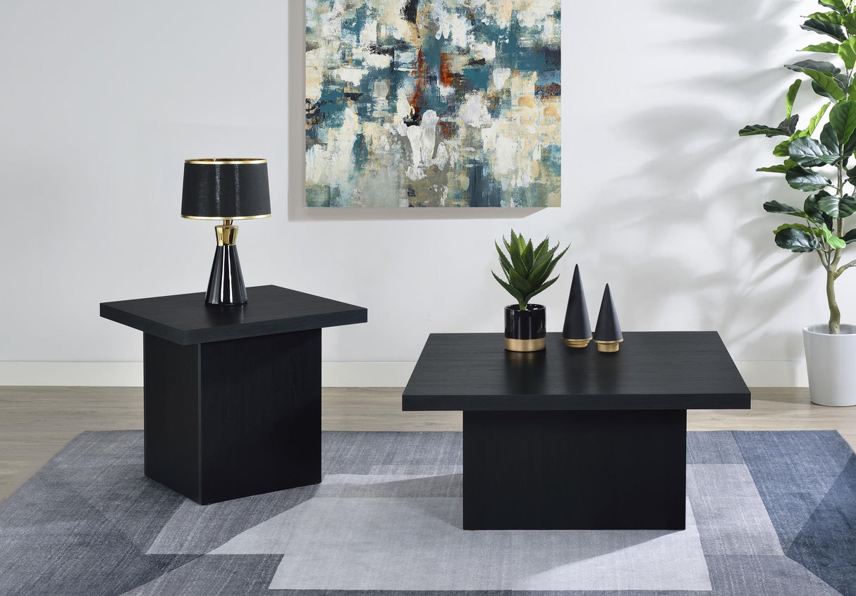 Devar Black 2-Piece Square Cocktail Coffee End Table Set from Coaster - Luna Furniture