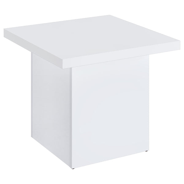 Devar White High Gloss Square Engineered Wood Side End Table
