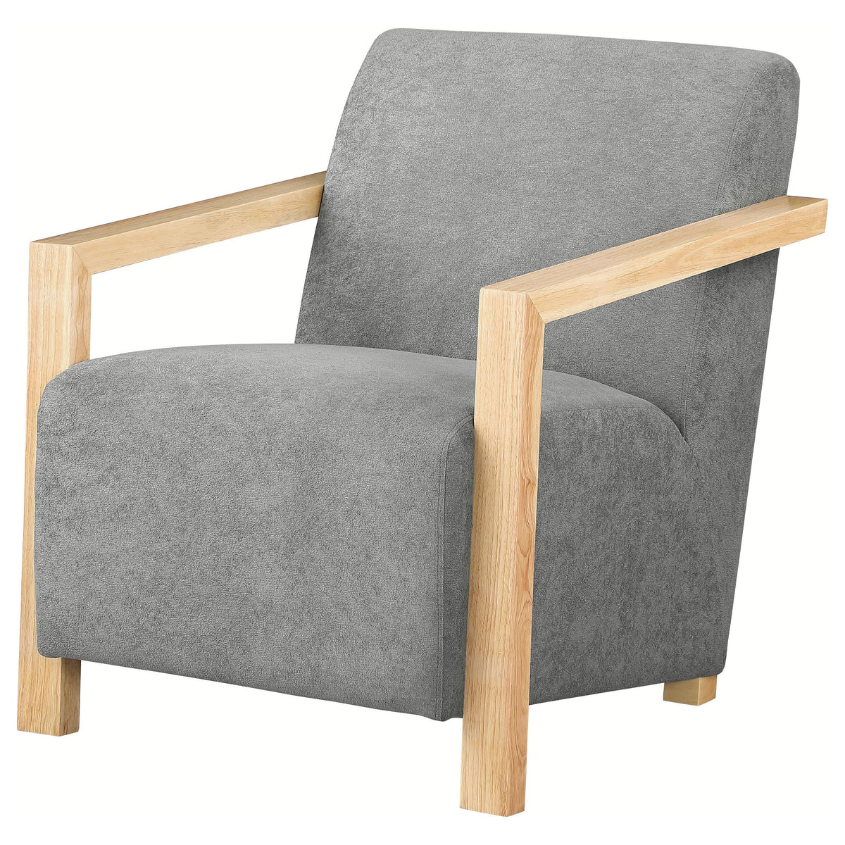 Diego Grey Upholstered Accent Arm Chair with Wood Arms from Coaster - Luna Furniture
