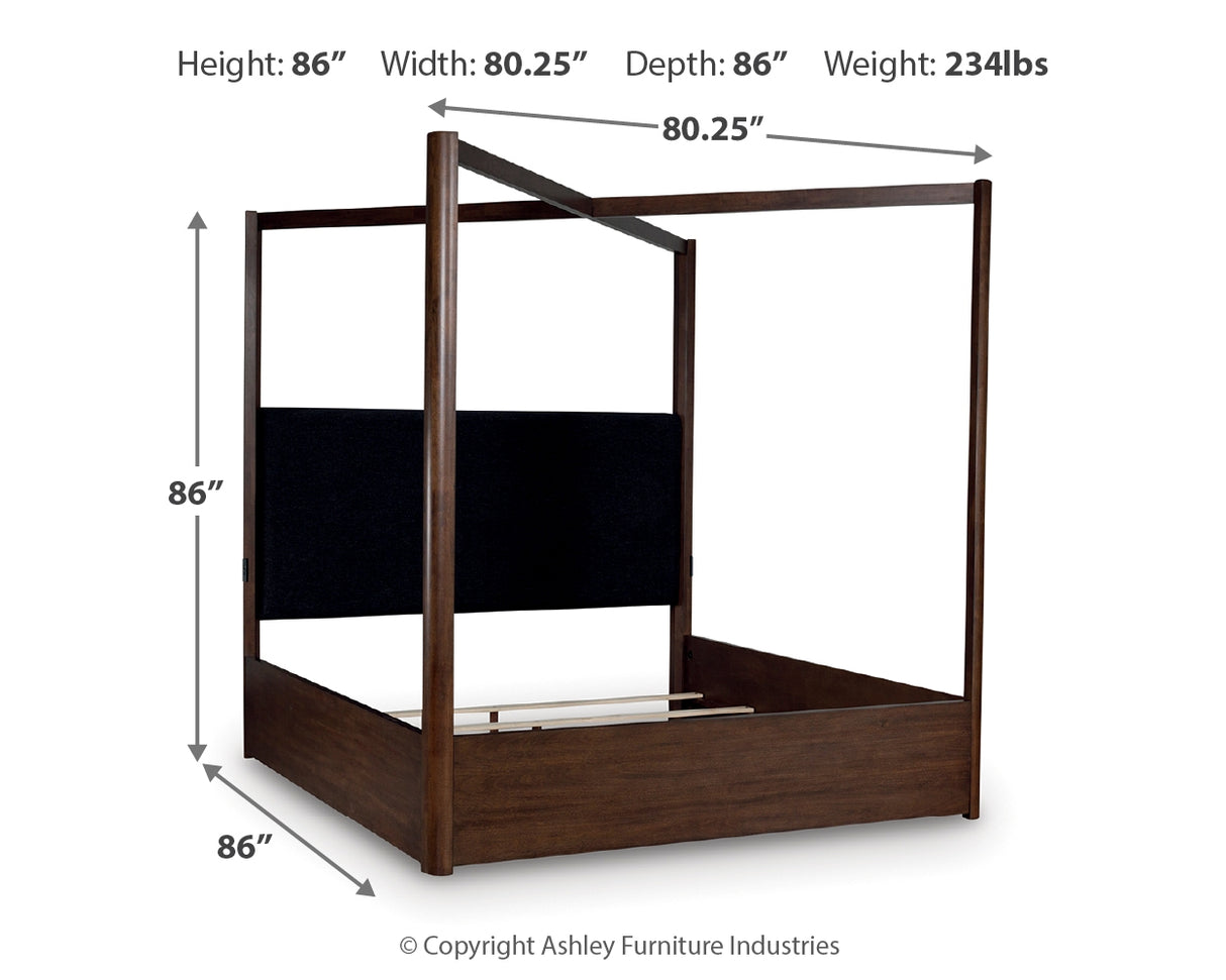 Dilenno Dark Brown King Canopy Bed from Ashley Furniture - Luna Furniture