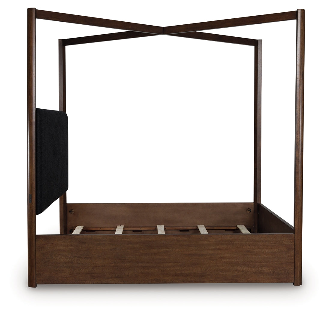 Dilenno Dark Brown Queen Canopy Bed from Ashley - Luna Furniture