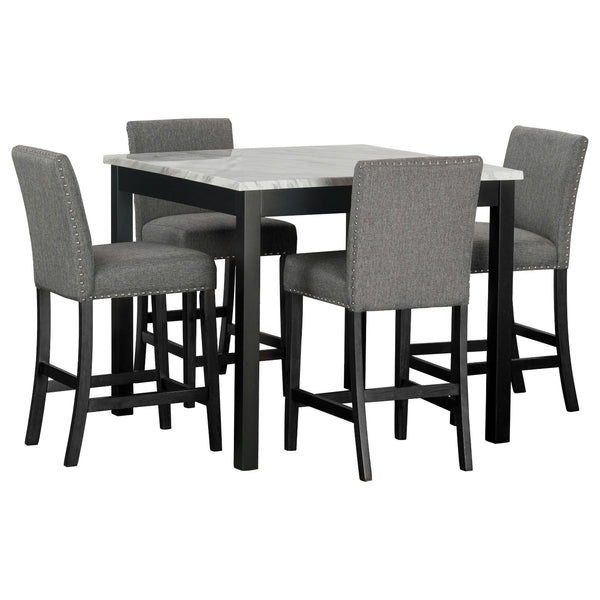 Dior Black/Linen 5-Piece Counter Height Set