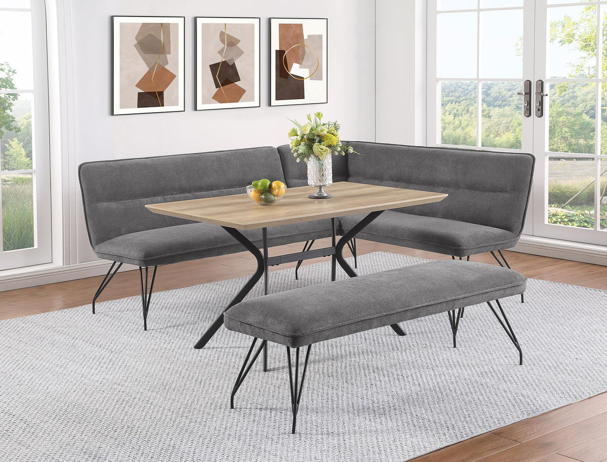 Dodson Gray Fabric Upholstered L-Shaped Nook Dining Bench from Coaster - Luna Furniture