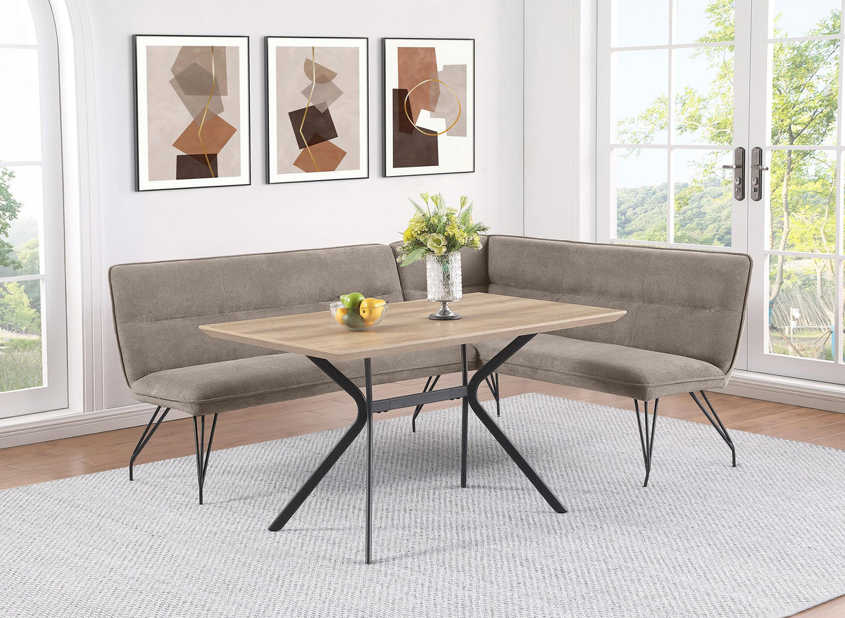 Dodson Taupe Fabric Upholstered L-Shaped Nook Dining Bench from Coaster - Luna Furniture
