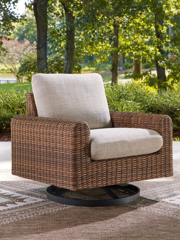 Dolan Creek Gray/Brown Outdoor Swivel Lounge Chair with Cushion