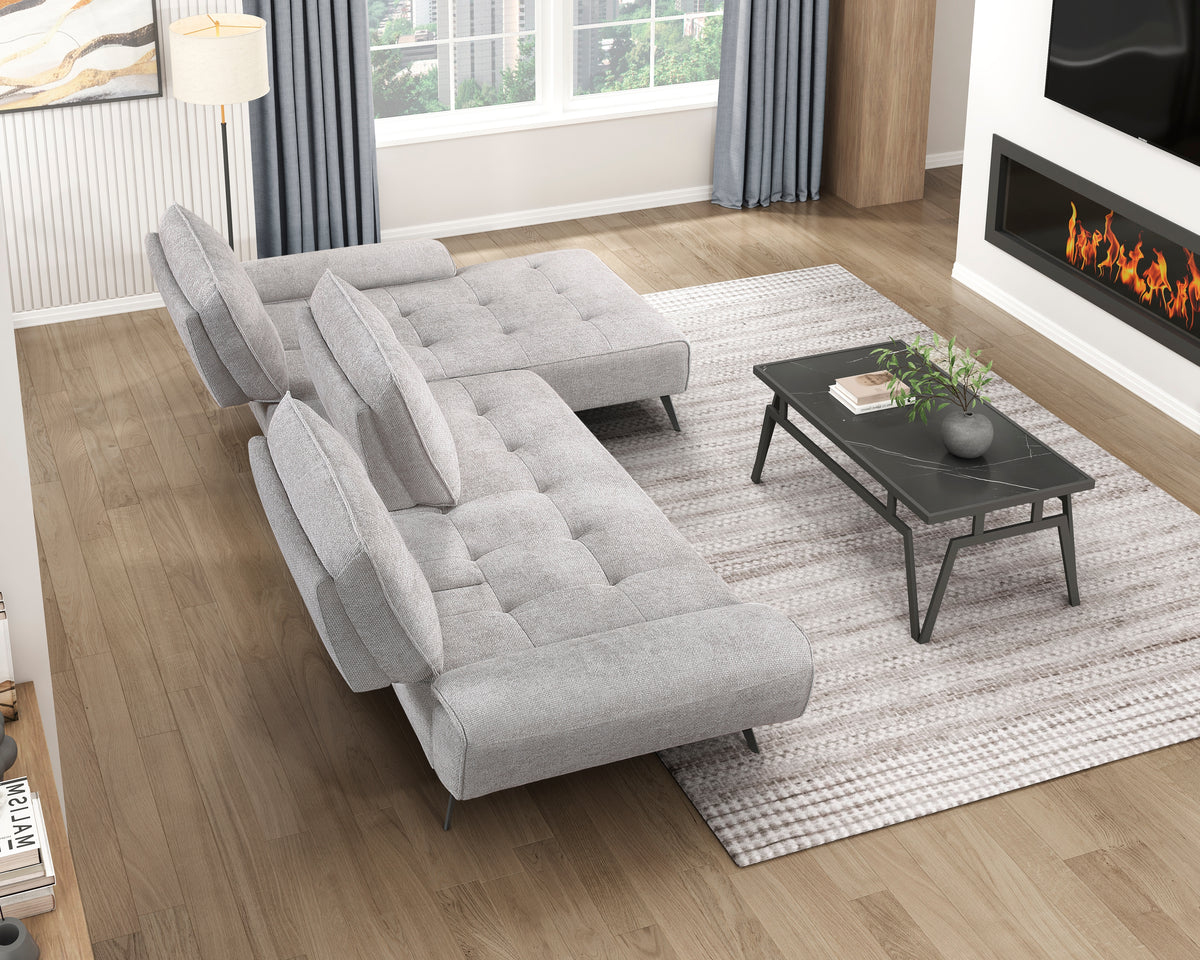 Dominic Light Gray 2-Piece Sectional with Right Chaise from Homelegance - Luna Furniture