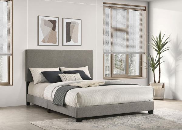Dorian Taupe Upholstered Queen Panel Bed