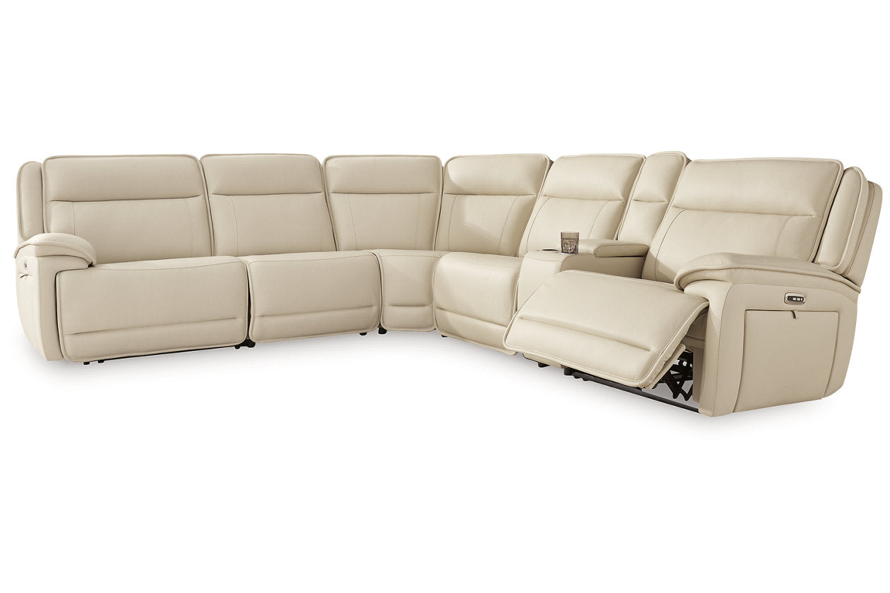 Double Deal Almond 6-Piece Power Reclining Sectional – Luna Furniture