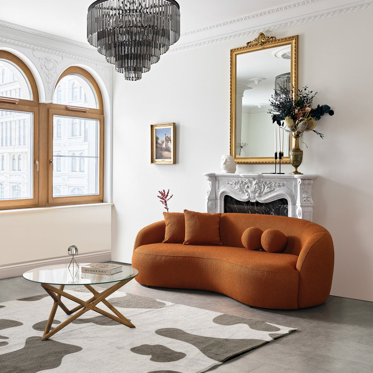 Blair Orange Curvy Boucle Sofa from Ashcroft Furniture - Luna Furniture