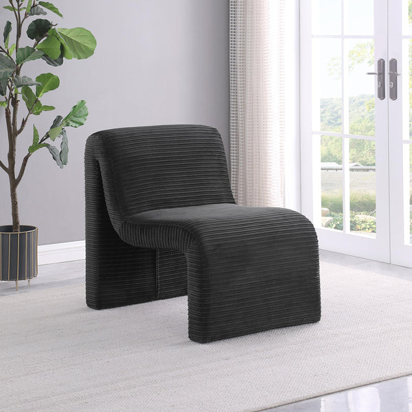 Drayton Black Upholstered Curved Armless Accent Chair