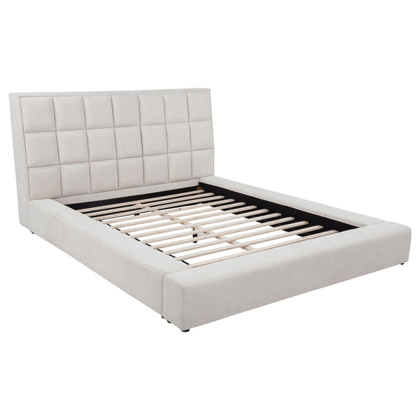 Dreux Cream Upholstered Queen Panel Platform Bed