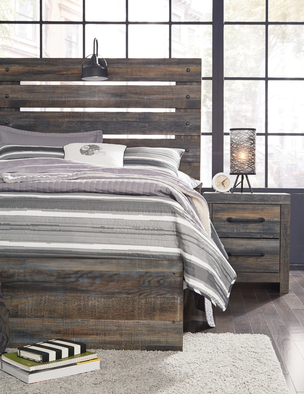 Drystan Multi Full Panel Bed and 2 Nightstands from Ashley - Luna Furniture