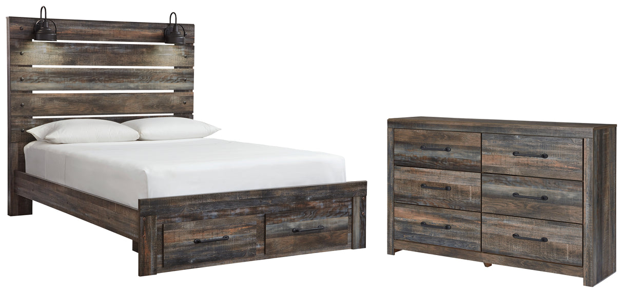 Drystan Queen Panel Bed with 2 Storage Drawers with Dresser in Multi from Ashley - Luna Furniture