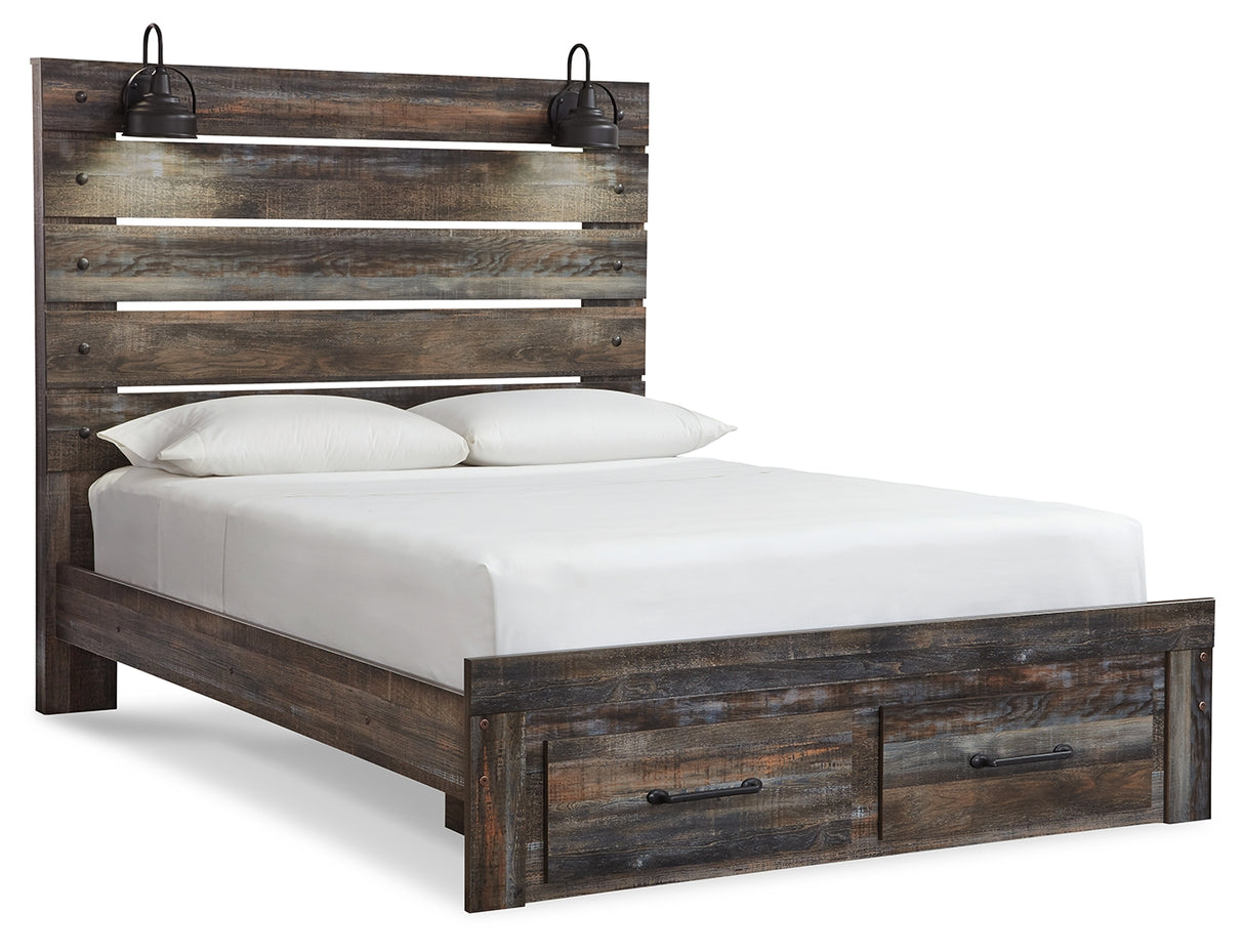 Drystan Queen Panel Bed with 2 Storage Drawers with Dresser in Multi from Ashley - Luna Furniture