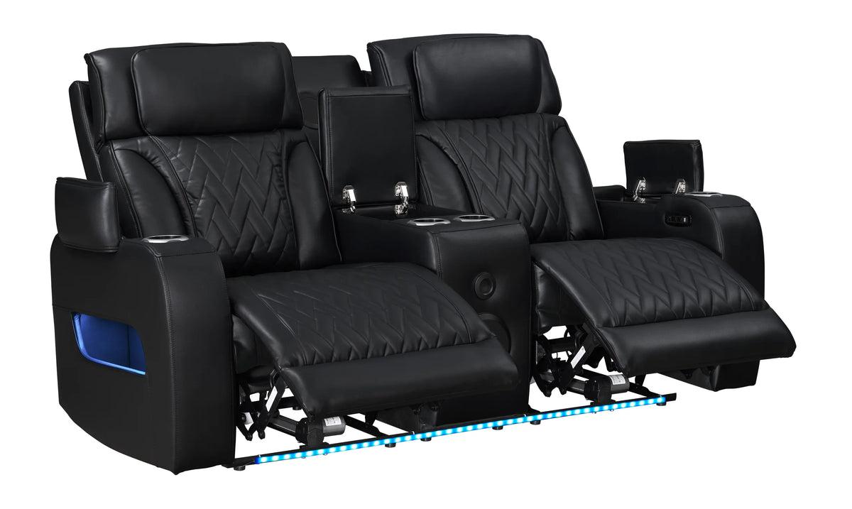 Dubai Black 3-Piece Power Reclining Living Room Set from Happy Homes - Luna Furniture