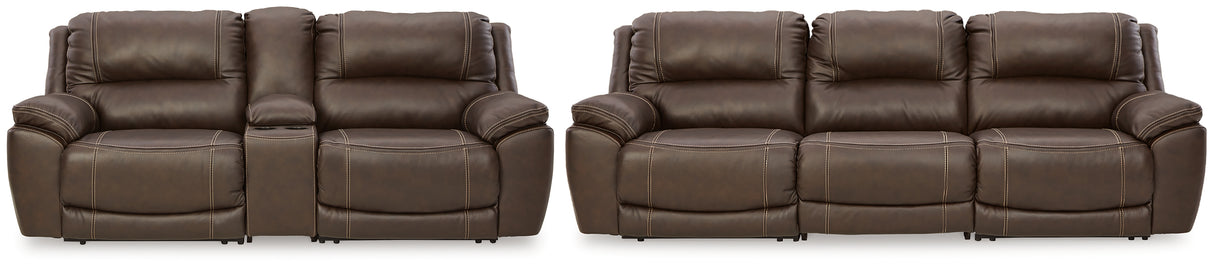 Dunleith Chocolate Power Reclining Living Room Set with Console from Ashley - Luna Furniture