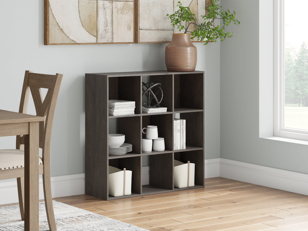 Piperton Charcoal Nine Cube Organizer from Ashley - Luna Furniture