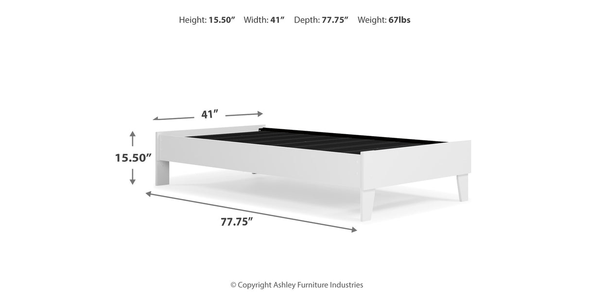 Piperton Twin Platform Bed with Mattress in White from Ashley Furniture - Luna Furniture