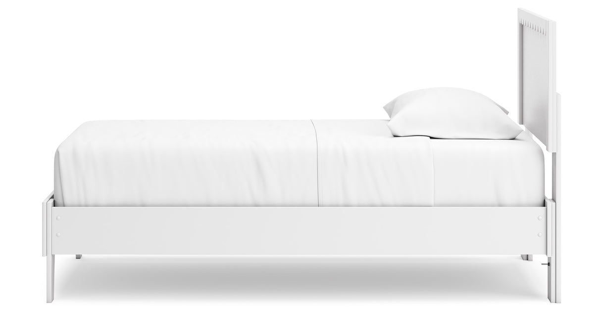 Hallityn Twin Panel Platform Bed with Dresser and 2 Nightstands in White from Ashley Furniture - Luna Furniture