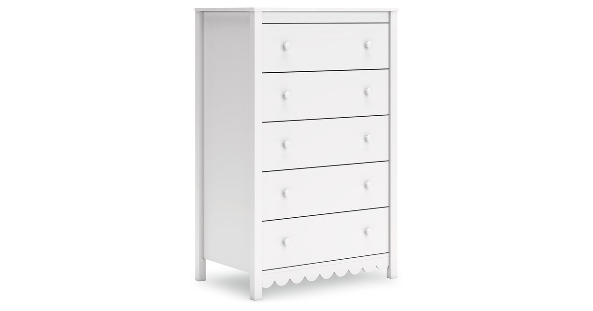 Hallityn Twin Platform Bed with Dresser and Chest in White from Ashley - Luna Furniture