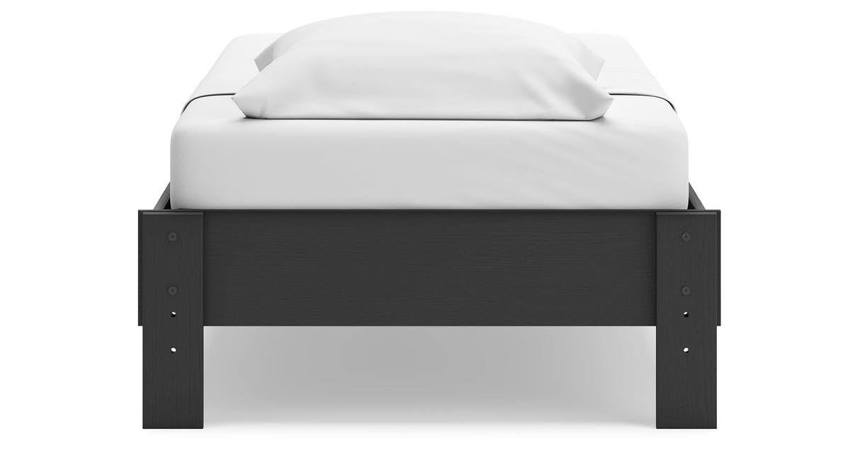 Socalle Twin Platform Bed with Dresser, Chest and 2 Nightstands in Black from Ashley - Luna Furniture