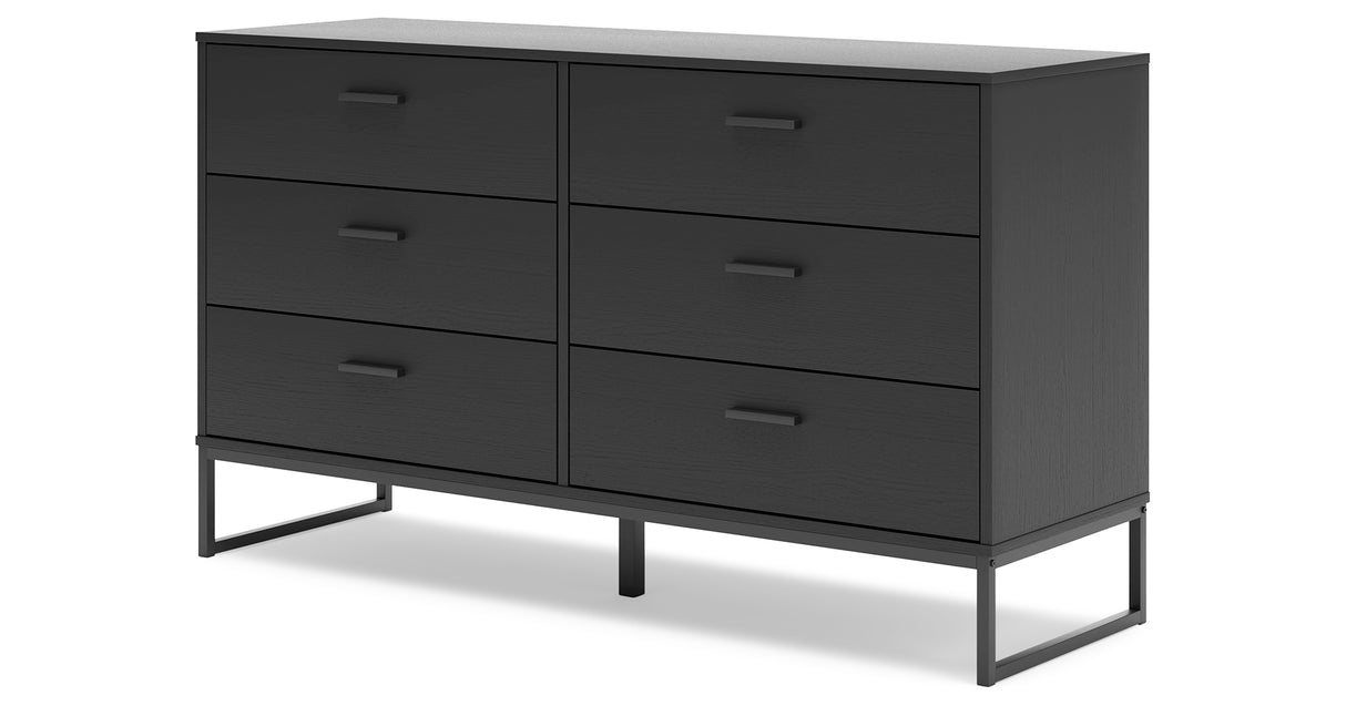 Socalle Full Panel Platform Bed with Dresser, Chest and 2 Nightstands in Black from Ashley - Luna Furniture